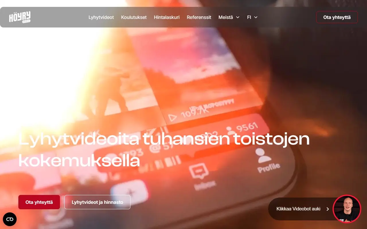 Höyrymedian verkkosivujen etusivu