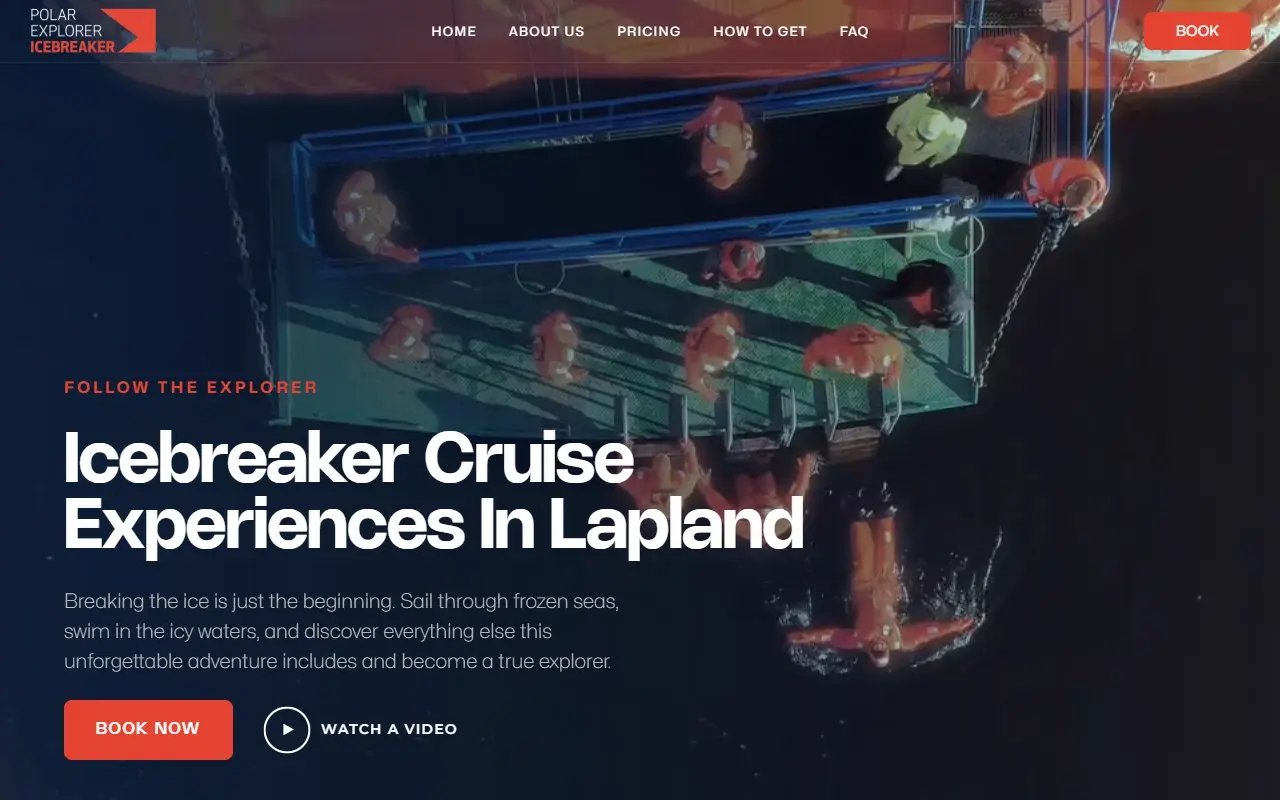 Icebreaker, verkkosivujen etusivu