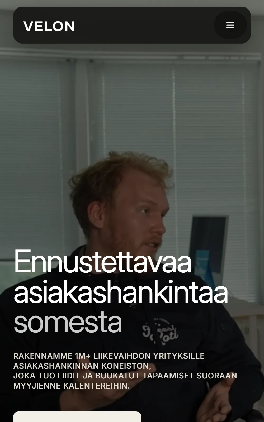 Velonin etusivu puhelimessa